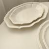 Tai Life French Retro White Embossed Ceramic Lace Plate for Breakfast & Dessert