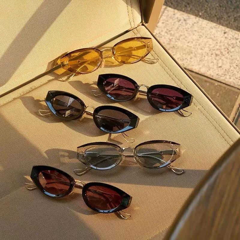 Vintage  Cat Eye Sunglasses Women For Men Luxury Brand Designer New Sun Glasses Metal Punk Popular Outdoor Driving Eyeglasses