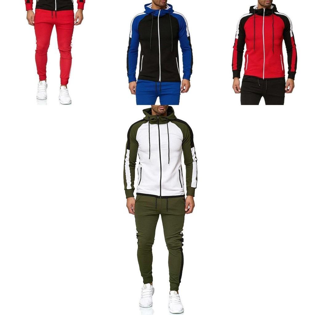 Stilvoller Herren Trainingsanzug Jogging Hoodie Mantel Jacke mit Reißverschluss und verstellbarer Hose Set für Activewear