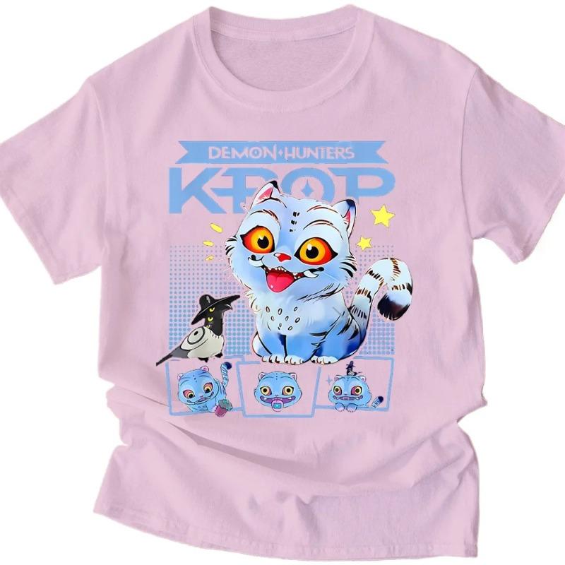 Kpop Demon Hunter T-shirts Tiger Print Breathable Men O-Neck Casual Soft Tops