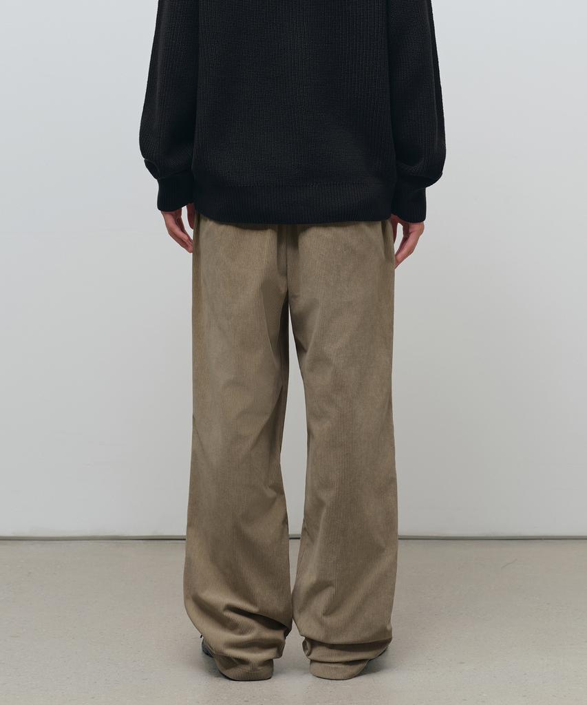 MUSINSA STANDARD 8W Corduroy One-Pleat Wide Elastic Pants [Beige]