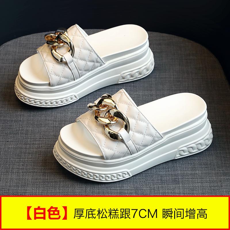 

2025 summer cool slippers women s summer outer wear women s thick-bottomed muffin buckle ins wind half drag comfortable can be worn outside 39