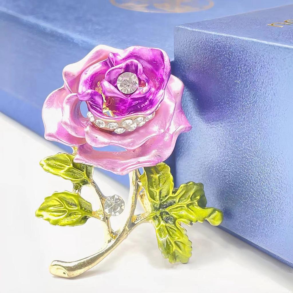 Rose Plant Enamel Brooch Alloy Badge Fashion Accessory for Clothing Backpack and Hat Decoration Daily Casual Wear