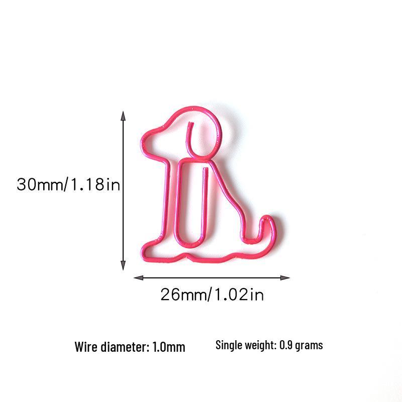 Colored Dog-Shaped Paperclip Set - Metal Cartoon Office Clips