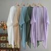 Short Sleeved Long Shawl Loose Beach Top Breathable Linen Cardigan  Summer Wear