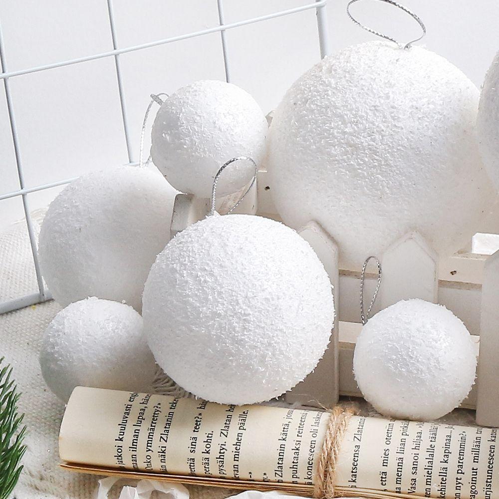 60/6Pcs White Foam Ball Christmas Tree Round Hanging Ornaments for Christmas Holiday Wedding New Year Party Home Decoration Ball