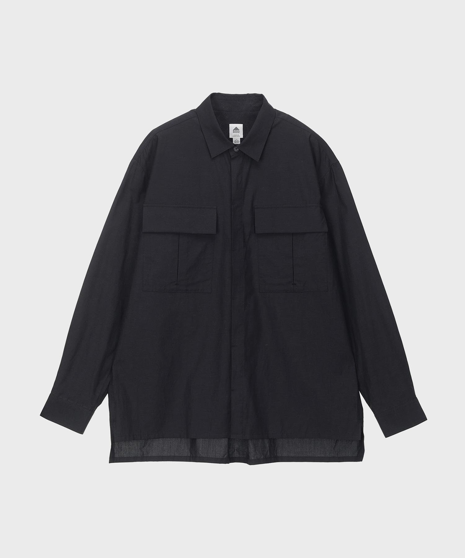 Basic House Uni Semi-Overfit Out-Pocket Shirt Jacket Black Lwws2101 Bk/090