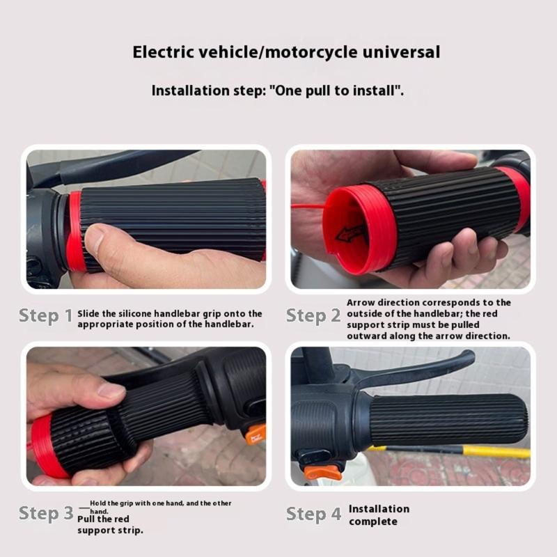 Pack of 2 Silicone Motorcycle Handlebar Covers Slip Resistant Universal Fit Handlebar Grips Vibration Dampening for Ride