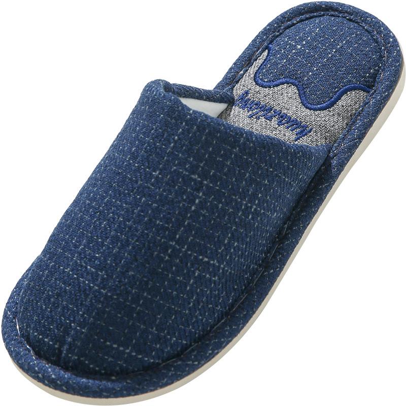 Podzimní a zimní pantofle, Pánské domácí pantofle z bavlny a lnu pohlcující zápach a pot, dámské látkové pantofle s protiskluzovou úpravou