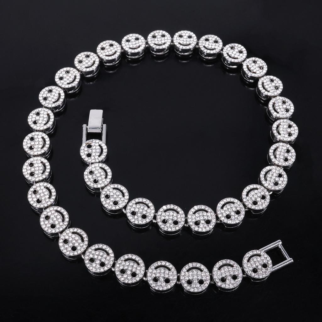 Fashionable Exquisite Smiling Face Decoration Necklace Bracelet Suit Suitable For Summer Travel And Fashionable Zircon