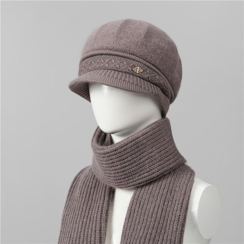 Kaninchenfell Strickwollmütze Kinder Herbst und Winter Vielseitig Winter Warm Kaltmütze Schirmmütze