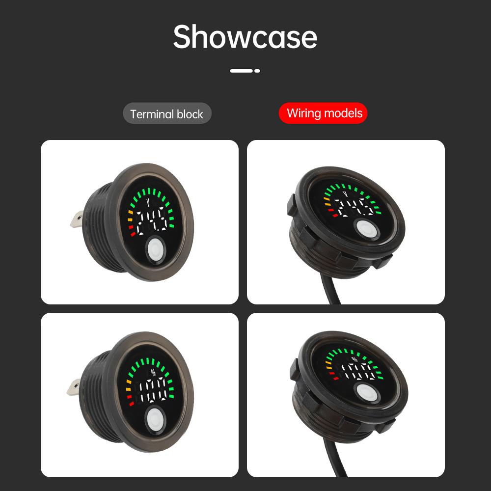 DC DC7-100V Mini LED Digital Voltmeter Waterproof Circular  Display Voltage Power Indicator Detector Tester Monitor