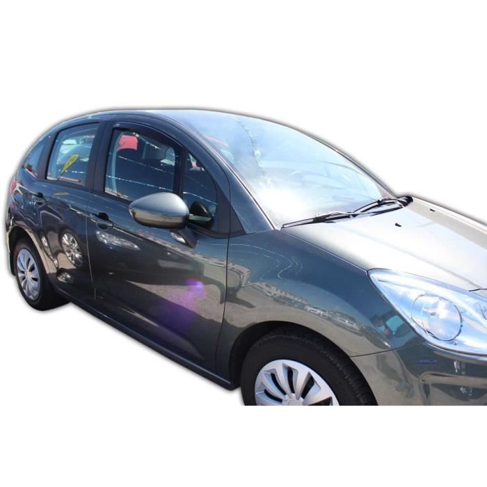 Déflecteurs d'air - J&J AUTOMOTIVE - Heko - Fumé - Pour Citroen C3 2009-2016 - Installation facile