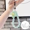 Cell Phone Lanyard Keychain on The Phone Macaron Color Beads Pendant Mobile Phone Rope Flowers Keychains Accessorie