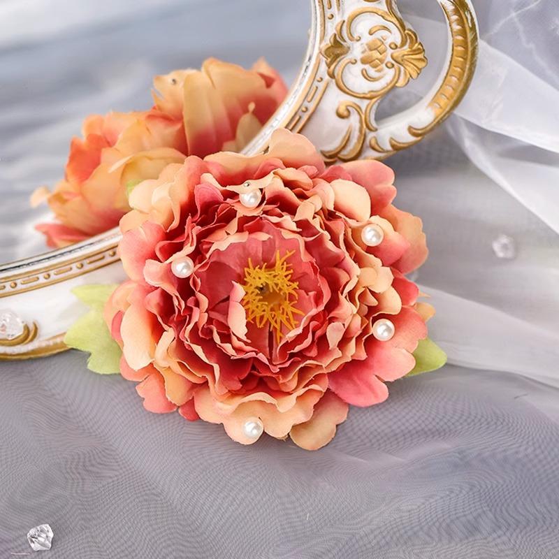 Peony flower, Hanfu headgear hairpin antique silk flower fresh jewelry accessories flower hair accessories headgear clip