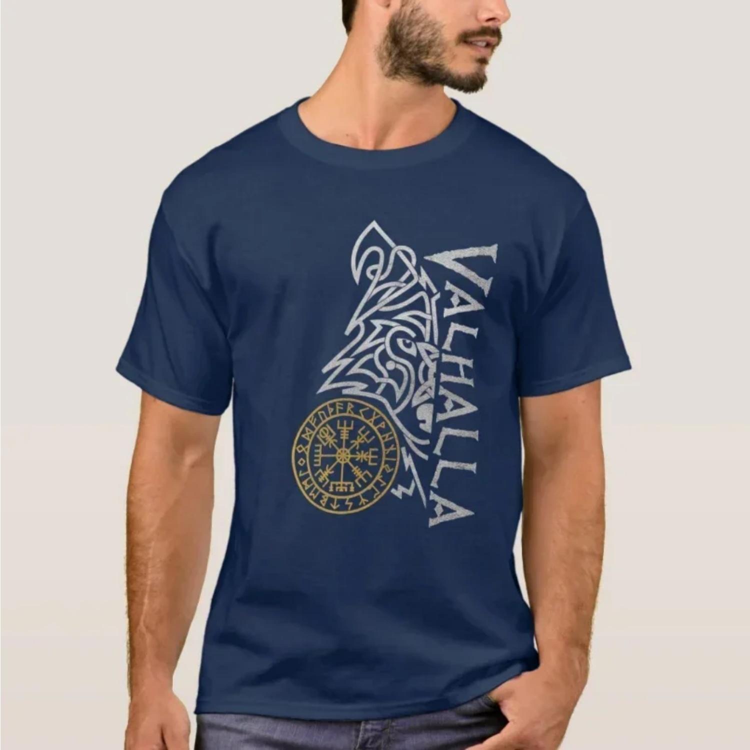 

Odin Wolf Mask Valhalla Norse Compass Runes T-Shirt 100% Cotton O-Neck Summer Short Sleeve Mens T-shirt Size S-3XL S чёрный