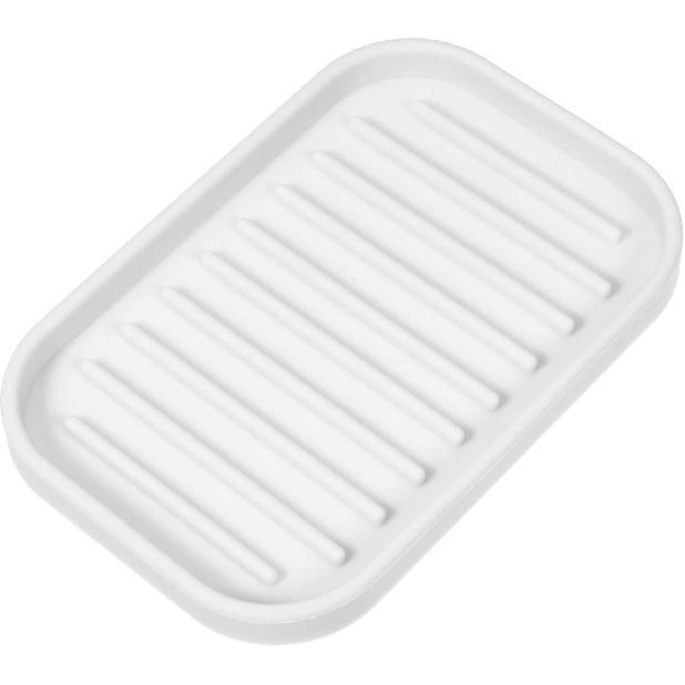 VOCOSTE Soap Dish, Soap Cleaning Storage, Keep Soap Dry for Home Bathroom Kitchen, Silicone, White, 13.5x9cm