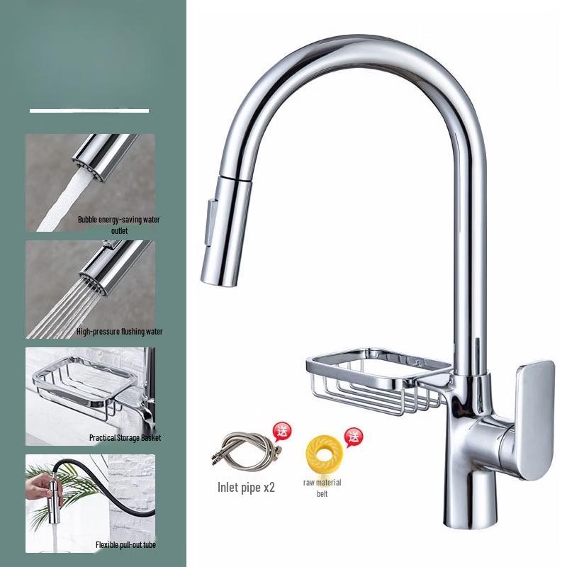 TLXT Wall-Mounted Pull-Out Kitchen Faucet