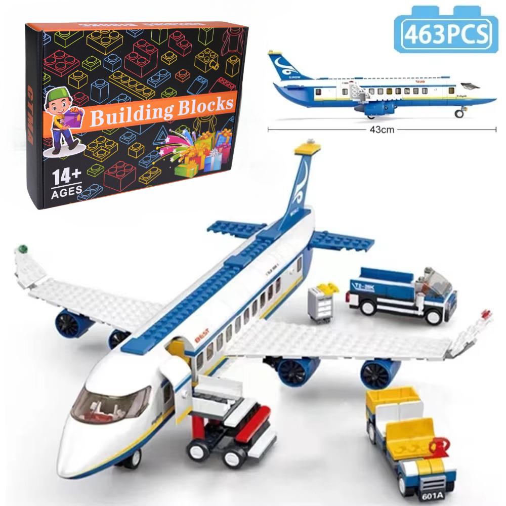 City Airport Airbus Aircraft Model Building Blocks Diy Airplane Control Tower Bricks Educational Toys For Children