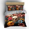 Floral Skull Art Set Decor Soft Comfortable Duvet Cover Bedding Set Included 1*Duvet Cover & 2*Pillowcases, gift