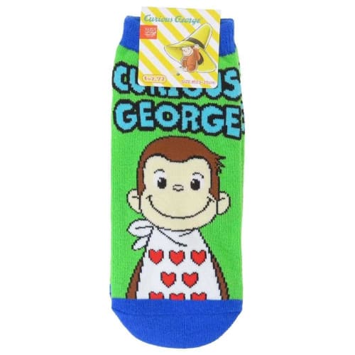 Small Planet Curious George Character Socks, Heart, Women's Sizes 23-25cm