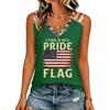 Women V Neck Casual Letter Print Short Sleeve T Shirt Top with Flag Graphic Comfortable Loose Fit Tee Shirt for Daily Wear
