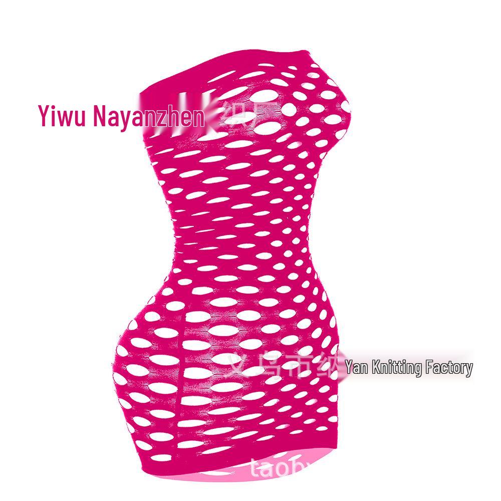 European & American Strapless Fishnet Bodysuit - Sexy, Transparent, and Hollow Out Design (W095)