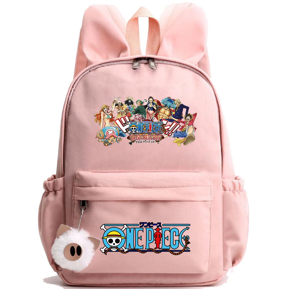 Anime Printed One Piece Backpack Knapsack Kids Boy Girl School Bag Teenager Student Cartoon Bookbag Outdoor Rucksack