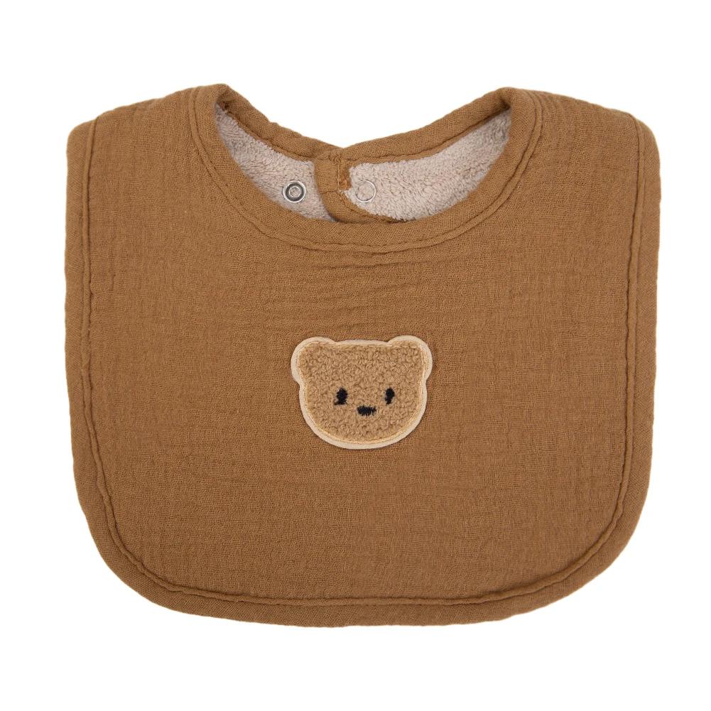 

Cute Bear Muslin Cotton Baby Bibs Saliva Towel U-Absorbent Pockets Korean Children Kids Boys Girls Bandanas Feeding Burp Clothes верблюд