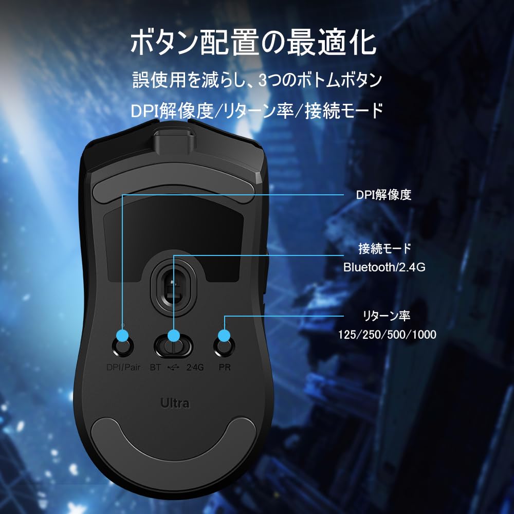 DeLUX M800Ultra Wireless Gaming Lightweight Nordic 52840 1000Hz Polling PAW3395 Sensor Huano Pink Switch Mouse, (49g), MCU, Rate, (26000DPI),