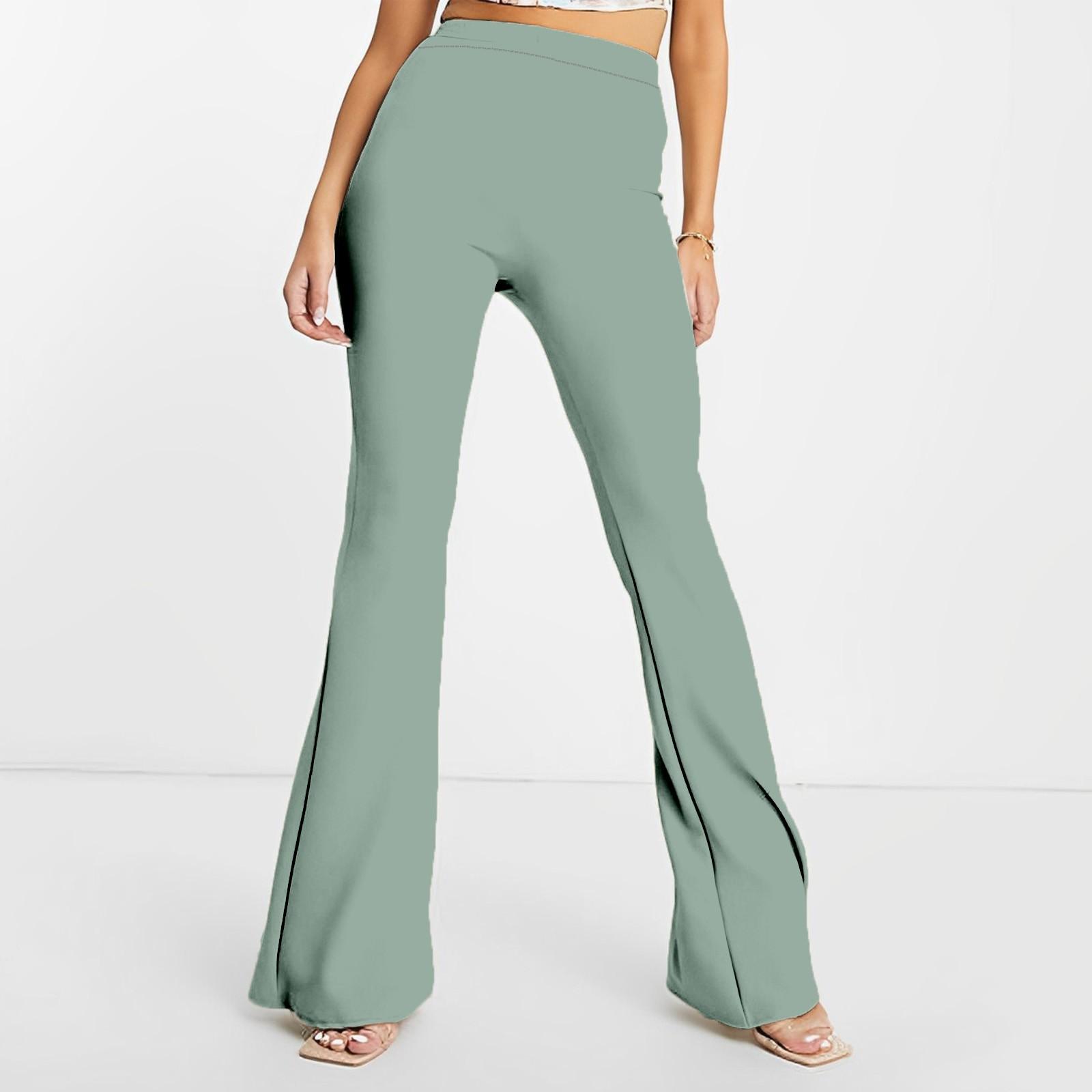 

Женские модные повседневные повседневные брюки больших размеров с эластичной резинкой и высокой талией L зелёный