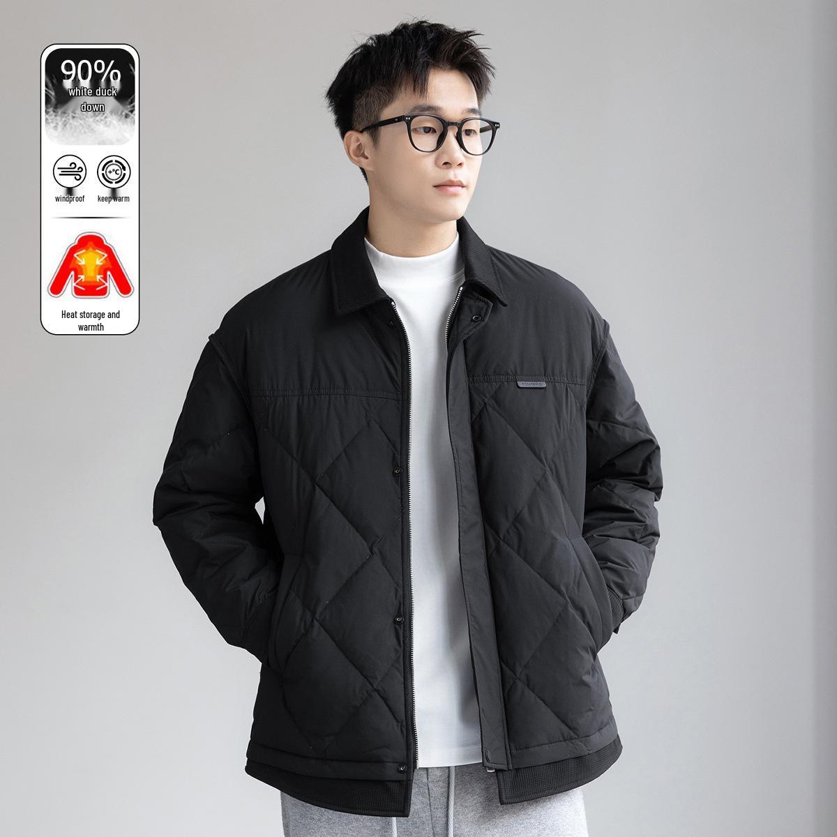 

Men s 2025 Winter Lightweight Plus Size Casual Down Jacket - 90% White Duck Down 3XL [180-200 Jin]