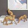 Figurine d'Animal en Résine Modèle Léopard Doré, Statue Vivante, Posture Accroupie ou Courante, Ornement de Haute Qualité pour Meuble TV, Entrée, Bureau, Pendaison de crémaillère,