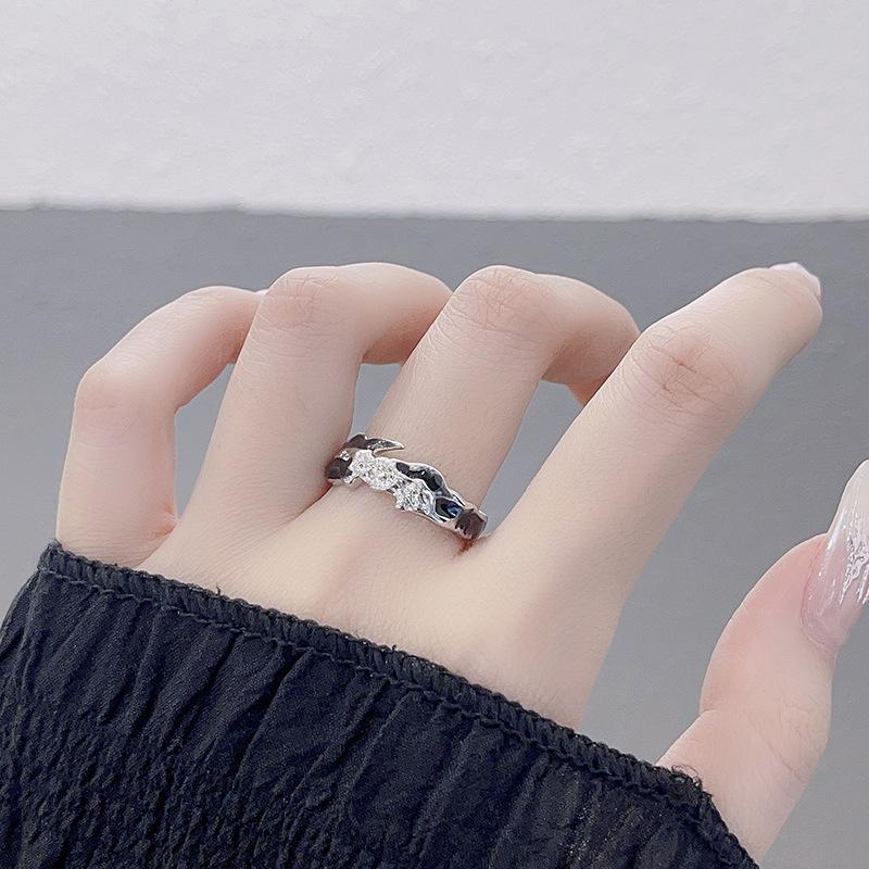 Dark Ring, Men'S And Women'S Cold Wind, Personalized Sterling Silver Couple Pair Ring, Niche Design, High-End Open Ring
