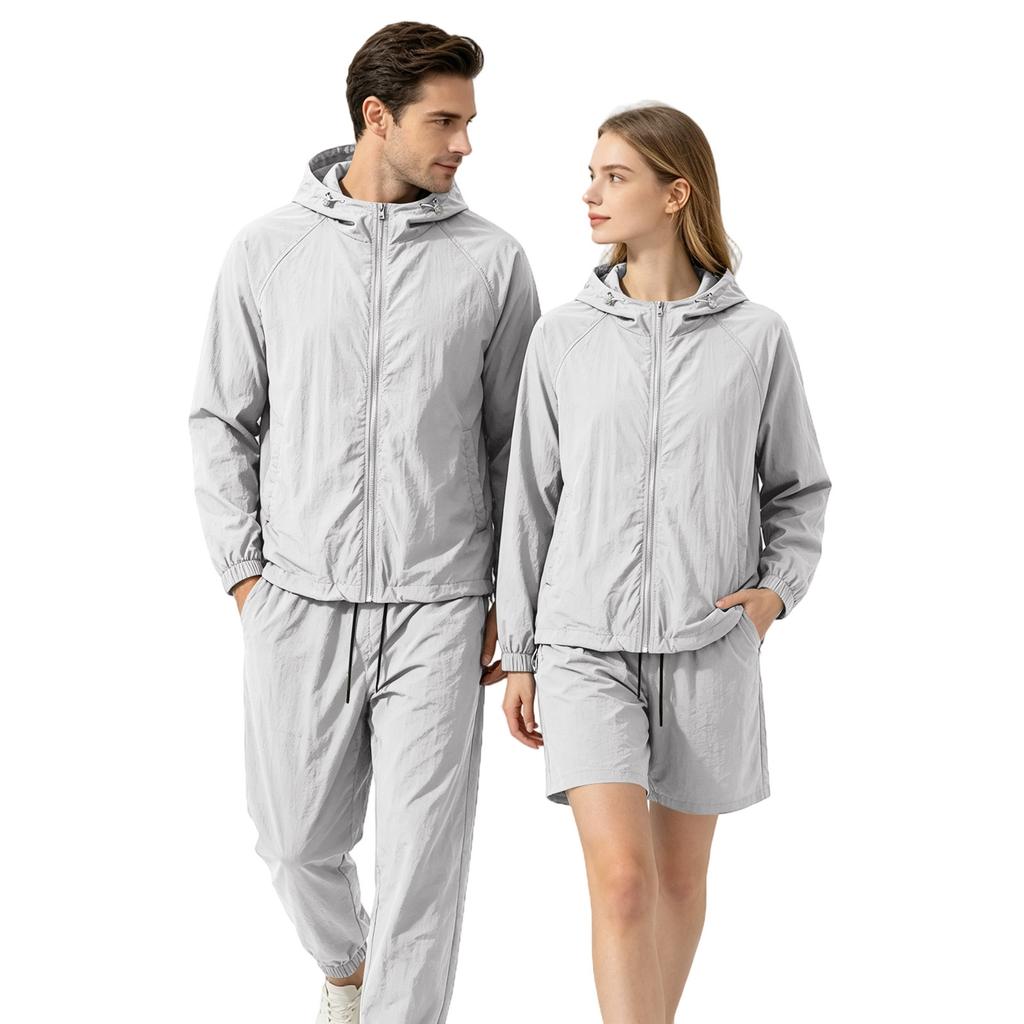 Men's Quick Dry Hoodie Jacket UV Protection Lightweight Sun Protection Set Includes Shorts Pants and Long Sleeve Jacket Suitable for Outdoor Sports