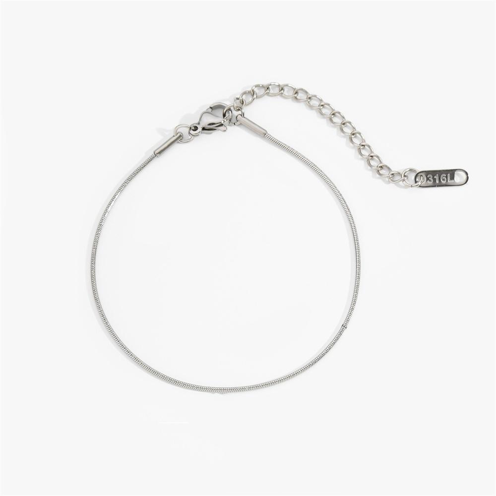 Men Silver Color Stainless Steel Snake Bone Chain Bracelet Simple Thin Chain Bracelet For Women Fashionable Men's Street Jewelry