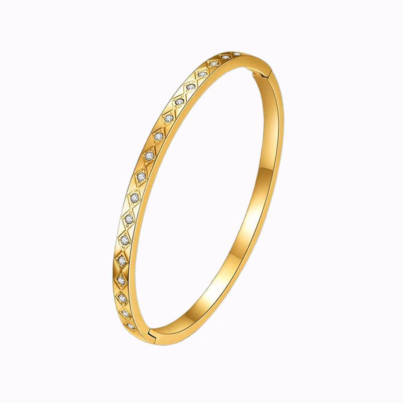 Titanium steel bracelet gold high version temperament zircon bracelet women's light luxury fashion elegance does not fade simple bracelet