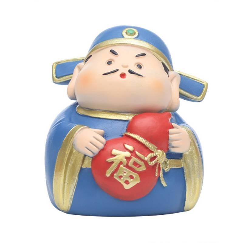 Adorable Resin Car Decorations Lucky Wealth God Figures Cartoon Style Stress Reliever