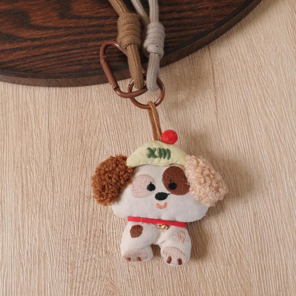 Cartoon Plush Puppy Pendant Handmade Keychain Charm