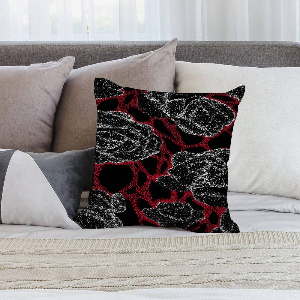Black and Red Flower Pillow Case Short plush Double-sided Print Square Throw Pillow Covers Sofa Home Cushion Decor