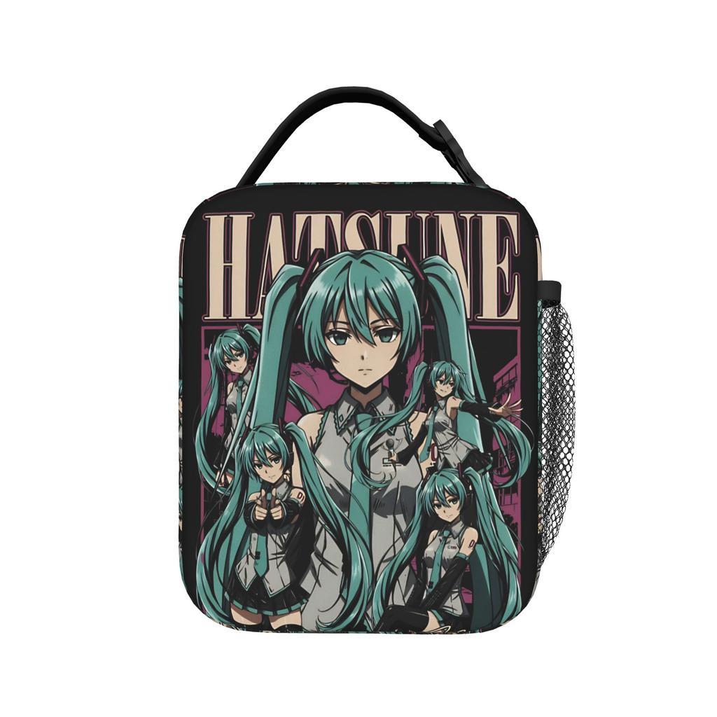 Hatsune Miku Manga Insulated Lunch Bags High Capacity Reusable Thermal Bag Tote Lunch Box School Picnic Bento Pouch