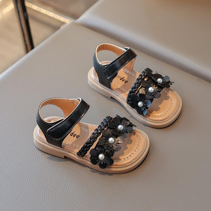 High Quality Girls Sandals Flower Sweet Soft Children's Beach Shoes Kids Cute Summer Floral Sandals Princess Fashion 22-31
