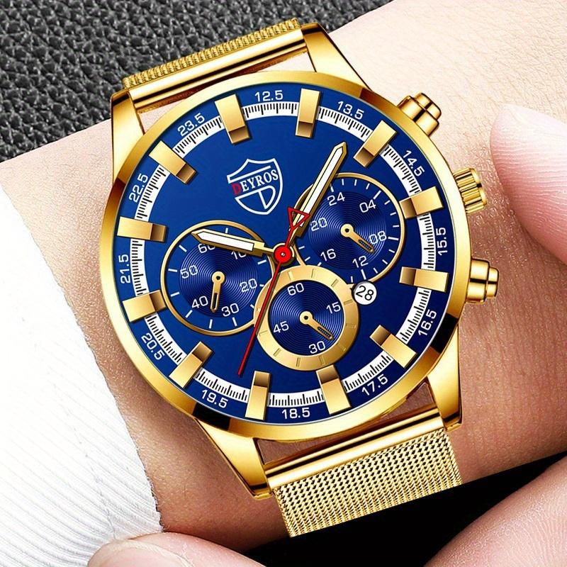 Men's Fashion Sports Watches for Men Luxury Stainless Steel Quartz Wrist Watch Luminous Man Casual Watch
