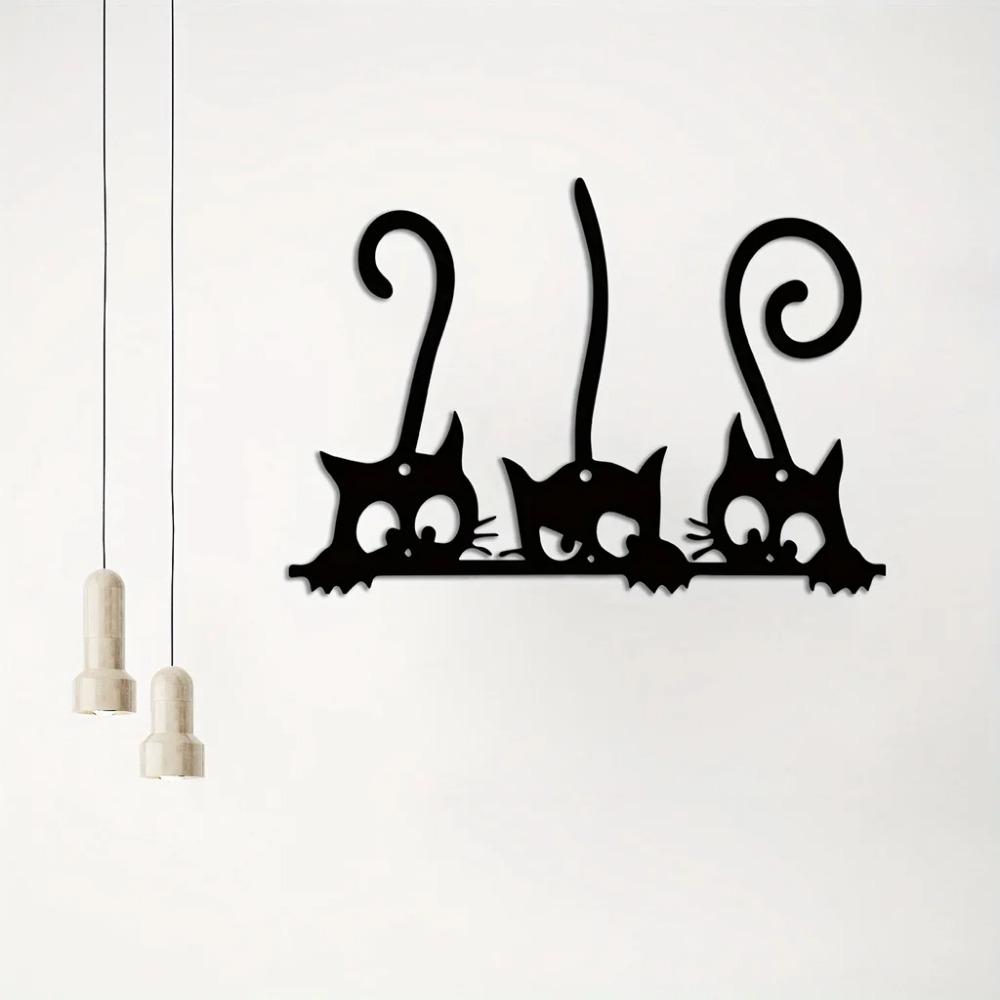 Katzen Wandkunst Metall Elegant Hängende Wandkunst für Wohnzimmer & Schlafzimmer, Stilvolle Accessoires zur Raumdekoration