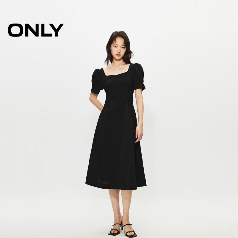 ONLY Women's 2025 Autumn Retro Square Neck Bubble Sleeve Mid-length Dress