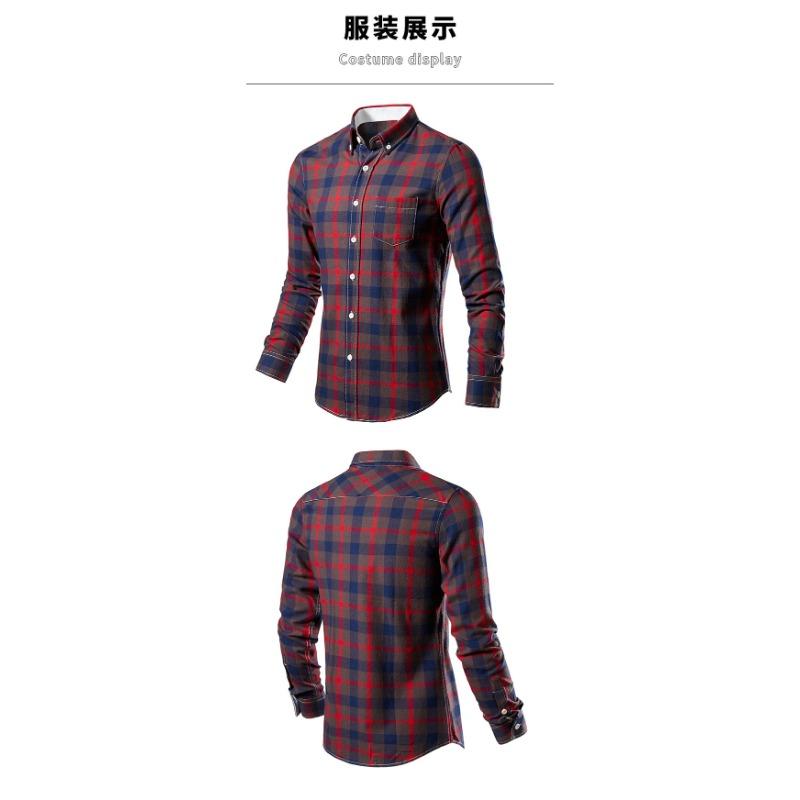 Men Fashion Plaid Long Sleeve Casual Plus Size Mens Shirt