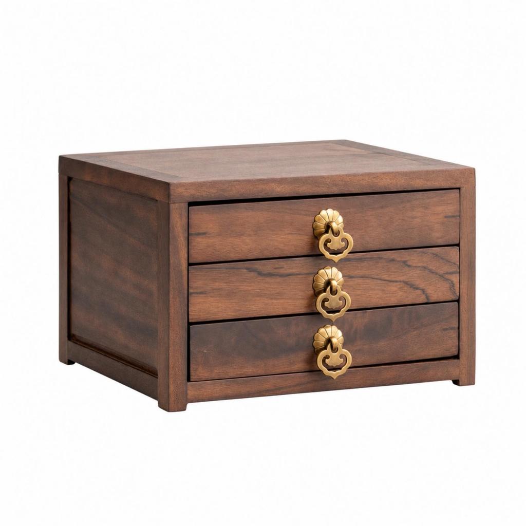 Tea Box with Drawer Tabletop Wooden Organizer Compact