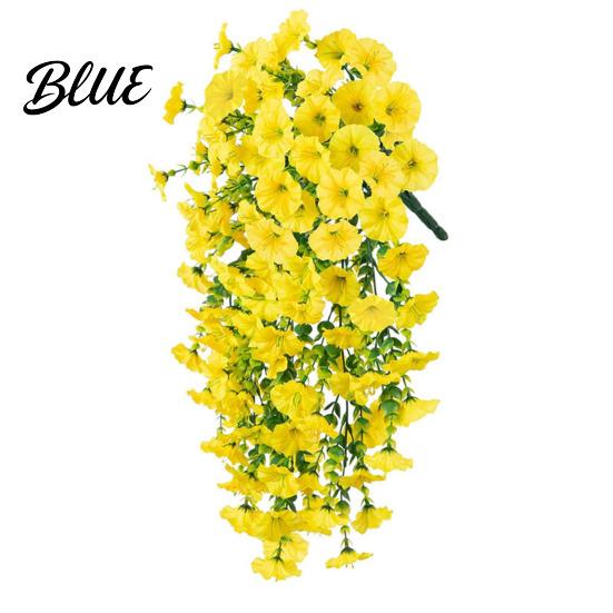 Wedding Artificial Flowers for Outdoor Fake Hanging Morning Glory with Eucalyptus Leaves UV Flower Bouquet Resistant Faux Plants Petunias