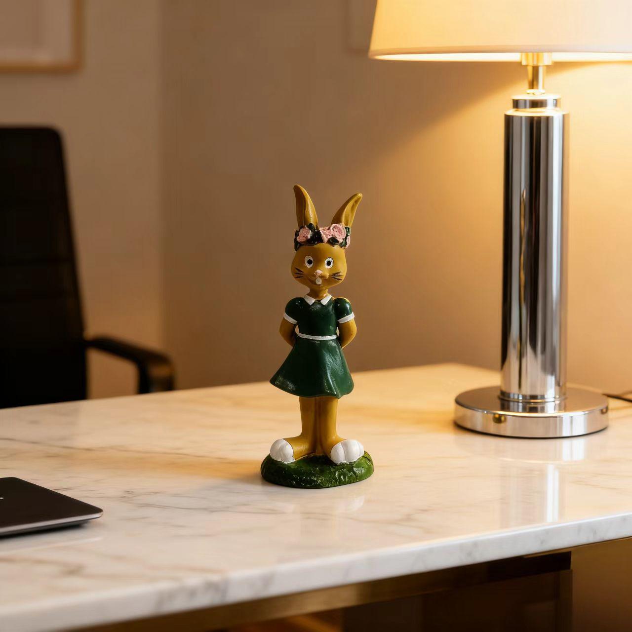 

Retro Miss Rabbit Ornament: Luxury Home Decor for TV Cabinet & Desktop светло-зеленый