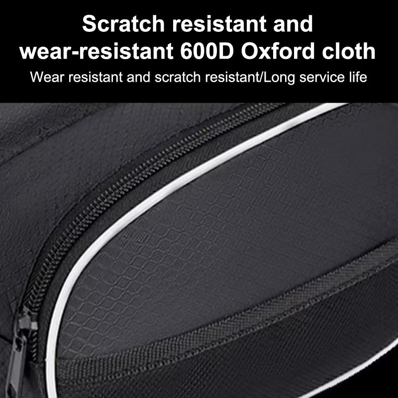 Bicycle Front Beam Bag High Capacity Waterproof With Reflective Strip Bike Frame Bag Road Cycling Upper Pipe Storage Bag